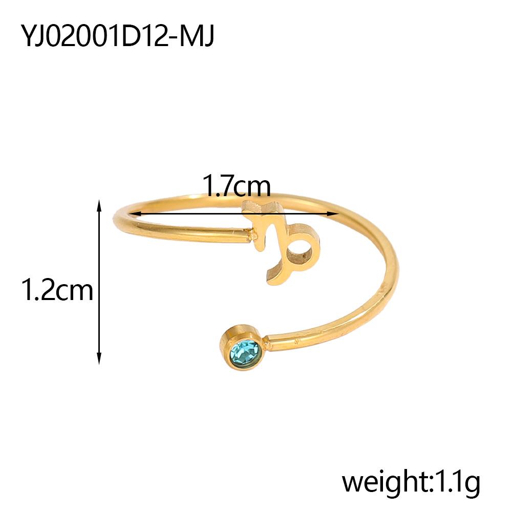 

CARLIDANA Gold Plated 12 Zodiac Sign Birthstone Adjustable Open Rings Horoscope for Women Jewelry Stainless Steel Rings resizable