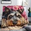 Schnauzer and Roses,pattern Flannel Blanket, High Quality Comfortable for All Seasons, Home Decor, Warmth and Comfort, Perfect for Gifts.