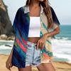 Women's Casual Summer Beach Shirt Short Sleeve Textured Print Button Down Shirt Lightweight Loose Fit Blouse for Outdoor Wear