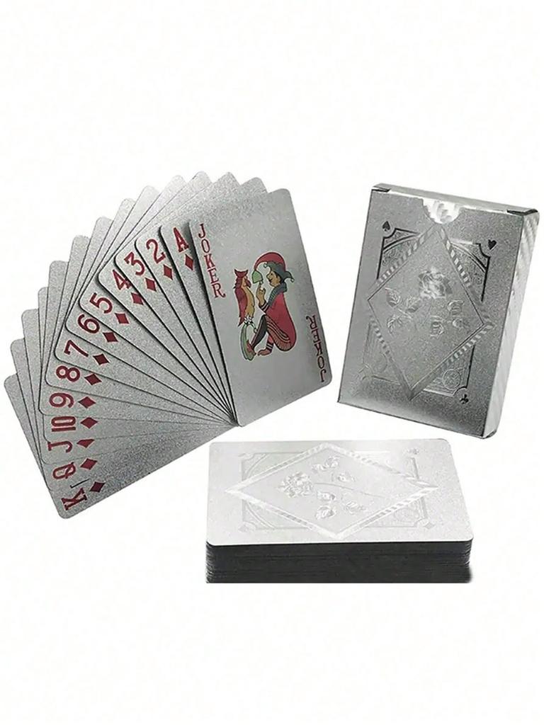 1 A PaIr 0f Rose Waterproof Plastic Poker Cards,Golden Foil Playing Cards For Party Game,(Golden/Black/),Gaming Gift Playing