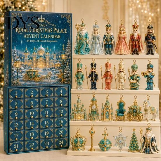 Acrylic Christmas Decoration Nutcracker Advent Calendar 2026, 24 Day Countdown Box with 2D Surprise Gift for Flat Pendants, Festive Tree Hanging