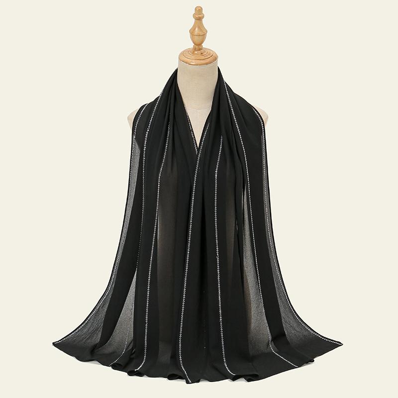 Nuovi Hijab Scialli in Chiffon con Diamanti Sciarpe Musulmane da Donna Copricapo con Strass Fasce Turbante Abbigliamento Islamico Bandana Liscia Bufandas
