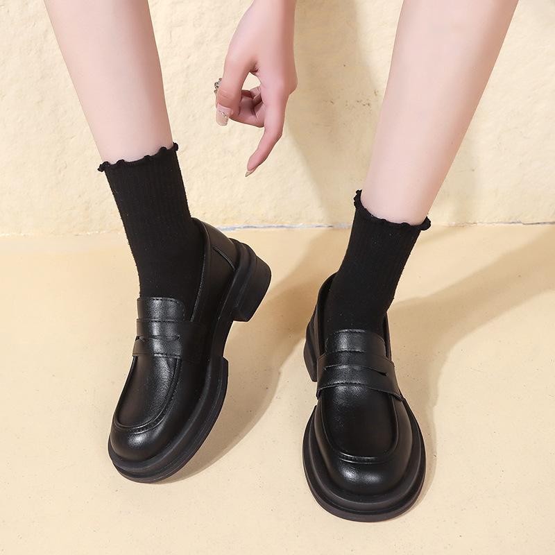 Le Fou Shoes Women's British Style Black Small Leather Shoes Spring Autumn Soft Leather Flat Shoes Summer Work Shoe  NEW