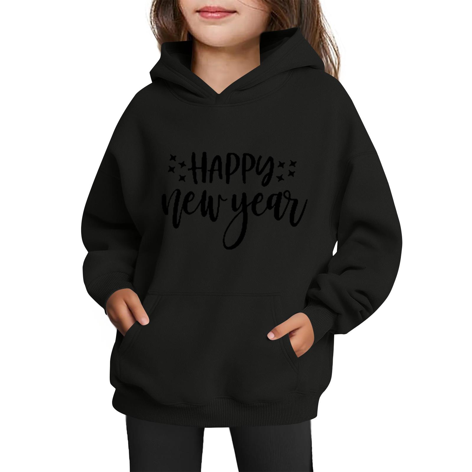 

Sweatshirts For Teen Girls Hoodies Long Sleeve Drawstring Pullover Cute Printed Oversized Hoodie Christmas 110 чорний
