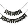 Black Silver Happy Birthday Banner Sign Decorations for Boys Girls Men Women 16th 18th 21st 30th 40th 50th 60th 70th 80th Streamers Party Garland