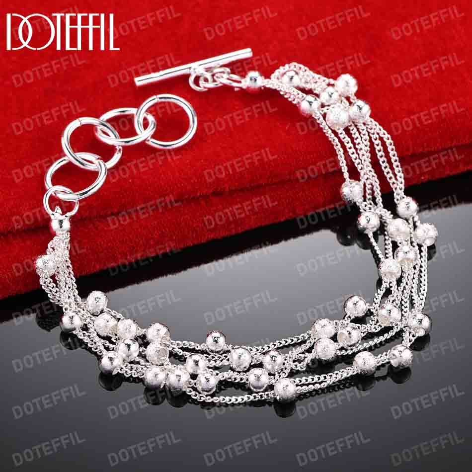 Bracelet en argent sterling 925 avec perles mates et chaîne à billes, motif raisin, bijou de mariage tendance