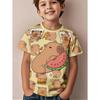 Cute Capybara Boy Clothes Cartoon Graphic Short Sleeve Tee Boy Child T-Shirt Summer Loose Top Fashion Kids Clothes Boys Clothing