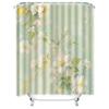 Elegant Floral Shower Curtain White Yellow Blossoms Green Leaves Bathroom Decor Waterproof Mildew Resistant Easy To Clean