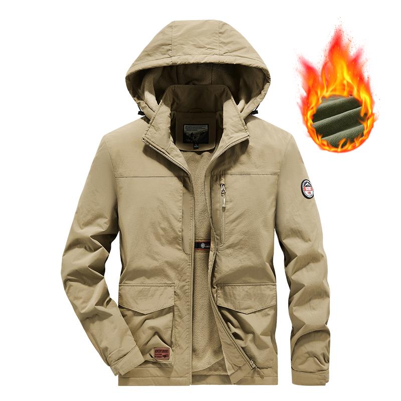 Veste courte chaude à capuche pour homme hiver zippée à poches vêtements de travail de sport et de loisirs en plein air veste en coton coupe-vent