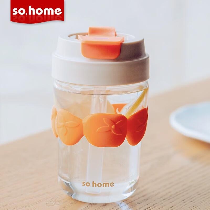 Sohome 400ml Persimmon Tempered Glass Portable Cup