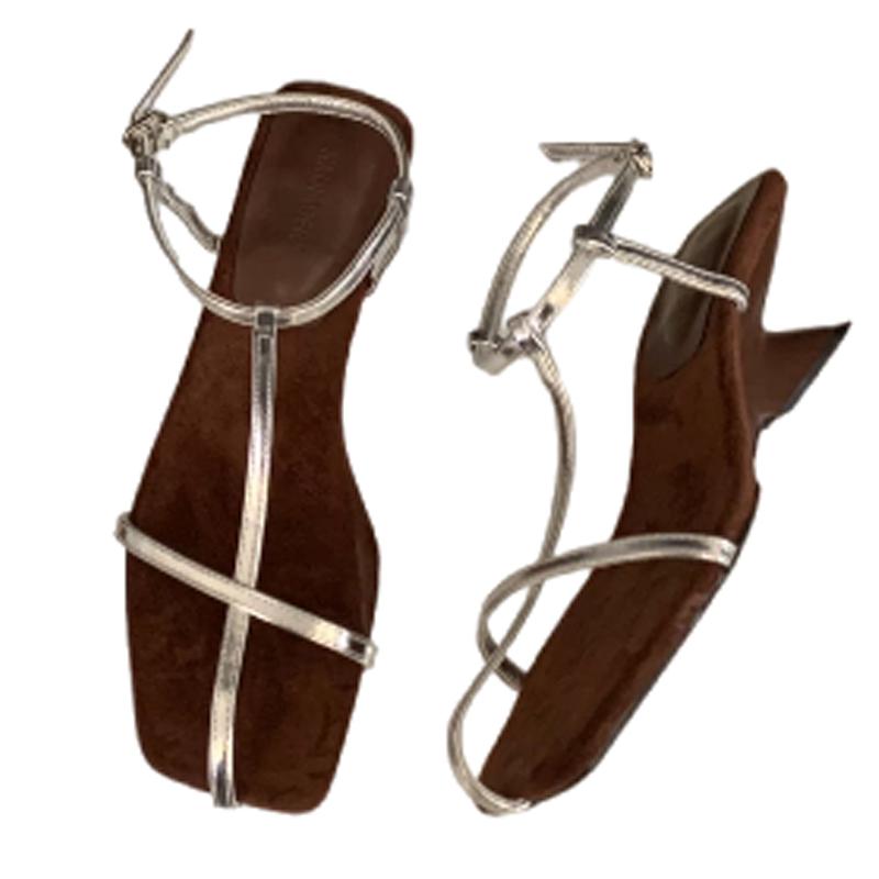 Sandálias Femininas da Moda Salto Médio Sapatos Sociais Designer Moda Sapatilhas Confortáveis Chinelos Elegantes para Mulher Tendência Verão 2025 Marca Feminina Zapatillas