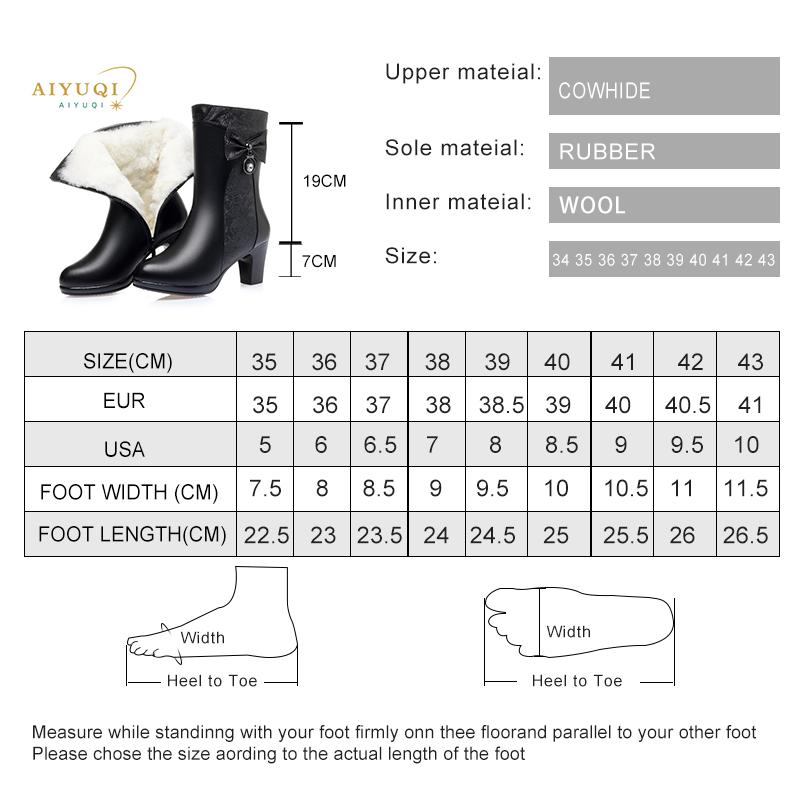 Fashion AIYUQI Winter Boots Women Wool Keep Warm 2025 New Genuine Leather Shoes Woman Boots Fashion Bow Female Fashion Boots Thick Heel