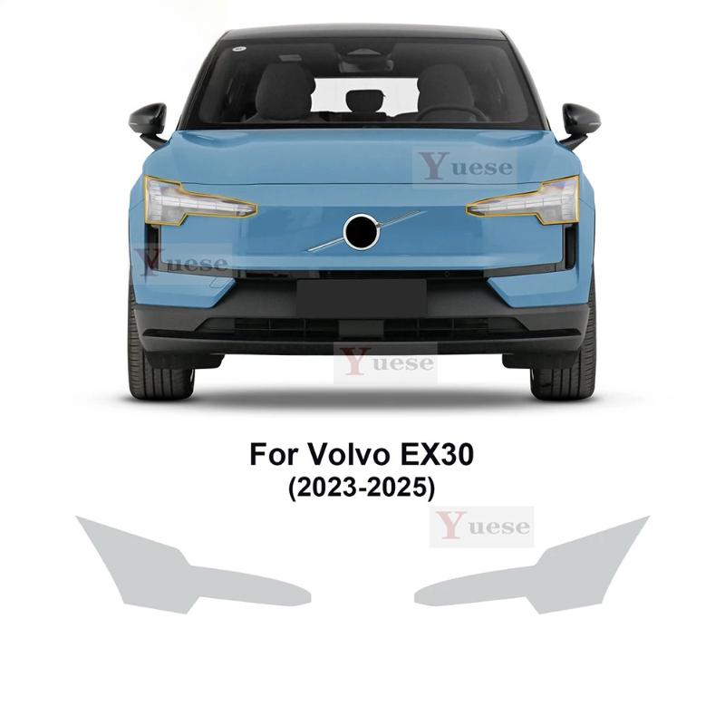2 Stück Autoscheinwerfer Schutzfolie Transparent Geräuchert Schwarz TPU Aufkleber Für Volvo EX30 -2025