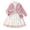 2-7Y Long-Sleeved Dress New Style Girls' Long-Sleeved Tiered Dress Christmas Dress with Bag