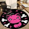 1pc Pink Cat Pattern Carpet, Round Non Slip Durable Large Size Office Carpet, Suitable for Office