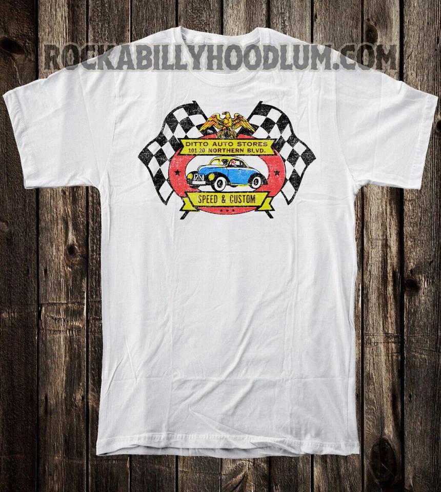 

Retro Hot Rod Tee T Shirt Drag Race Speed Shop Ditto Auto Store Custom 2XL