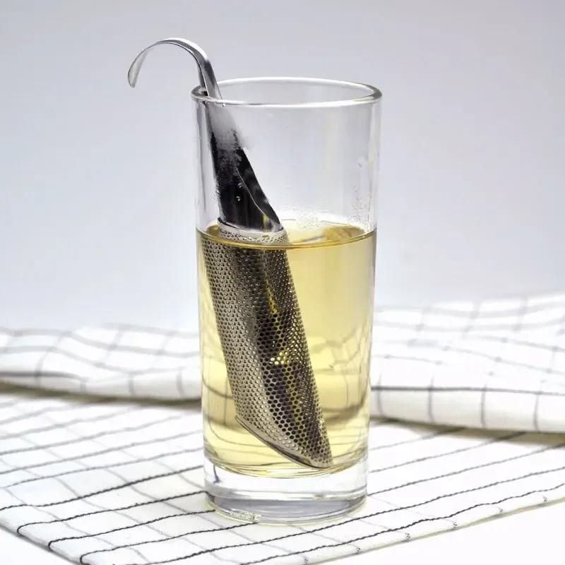 Portable Home Tea Accessories Filtration Stainless Steel Tea Maker Piping Design Tea Spoon Brewer Long Handle Metal Creative Cup