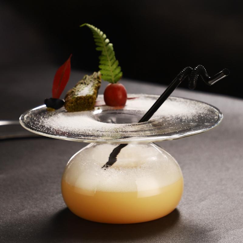 UFO Shaped Creative Cocktail Glasses Restaurant Hotel Molecule Cocktail Glass UFO Dry Ice Art Decorate Dish Sashimi Plate