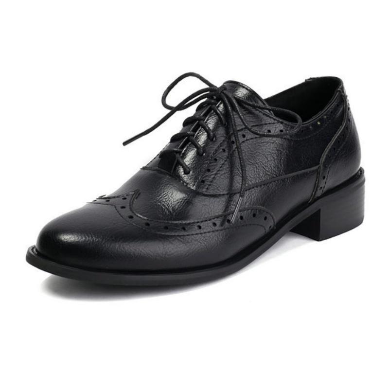 Fashion Luxury Leisure Daily Oxfords Shoes 2025 New Round Toe Lace Up Large Female Low Heels Shoes Office Comfy Dress Up Women Shoes