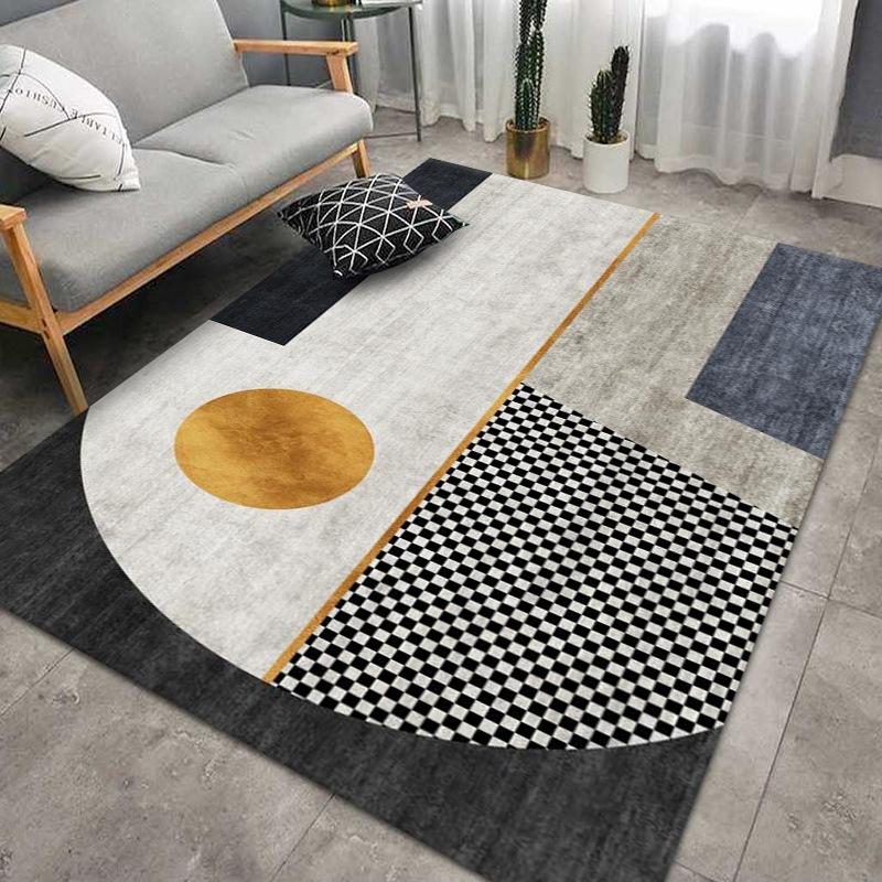 Living Room Geometric Carpet Floor Mat Modern Black Fashion Lines Living Room Carpet