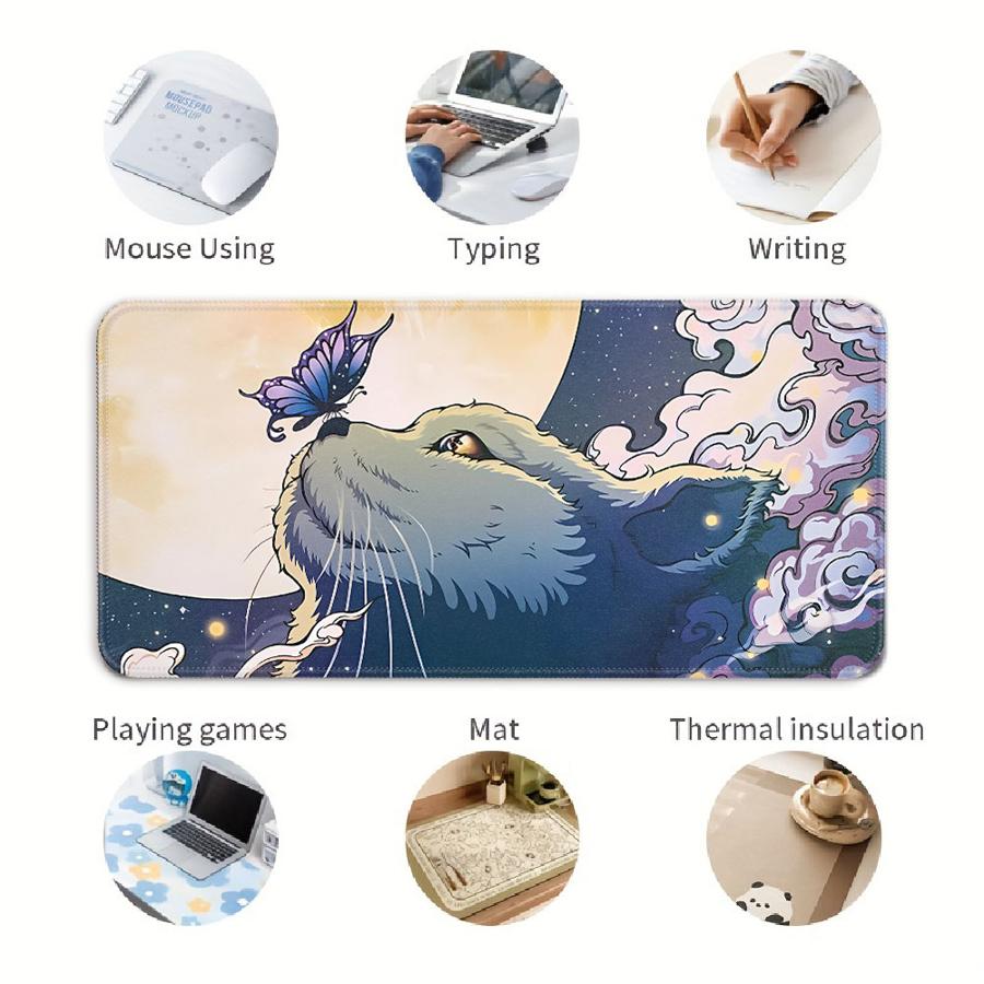 Cute Cat Mouse Pad Game Console Pad Keyboard Mouse Pad Desk Accessories Office Pad Computer Laptop Pad Overlock