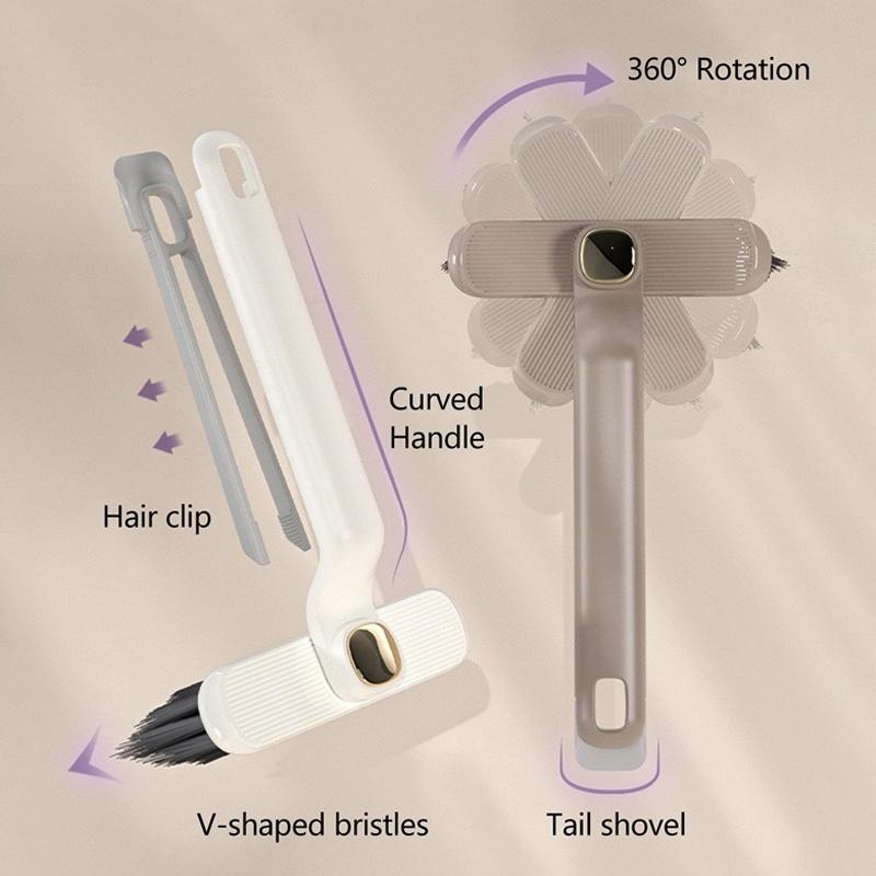 Rotating Multifunctional Crevice Cleaning Brush With Stiff Bristles Two-In-One Bathroom Tile Floor Crevice Brush Cleaning Tool