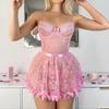 European and American Sexy Lingerie Dress Lace Perspective Temptation Nightdress Thong Two-piece Set