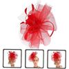 FOMIYES Red Mesh Fascinator Headband and Hair Clip, Cocktail Tea Party Hat for Women, Wedding and Special Occasion Accessories