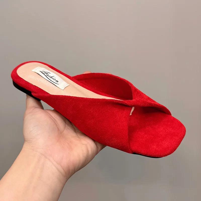 Fashion 2025 New Summer Women's Beach Vacation Slippers Fashion Flower Flats Slides Party Dress Candy Color Female Shoes