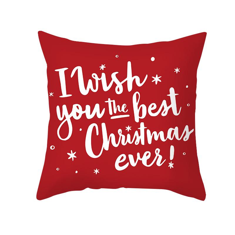 Wish Christmas Pillow Cover Peach Skin Printed Waterproof Cushion Cover Home Supplies Pillow Cover