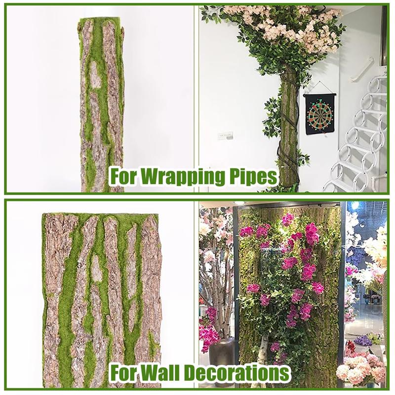 DIY Wall Decoration Green Plant Bark Artificial Bark Indoor Pipe Decoration Material Artificial Moss For Water Pipe Pillar Cover