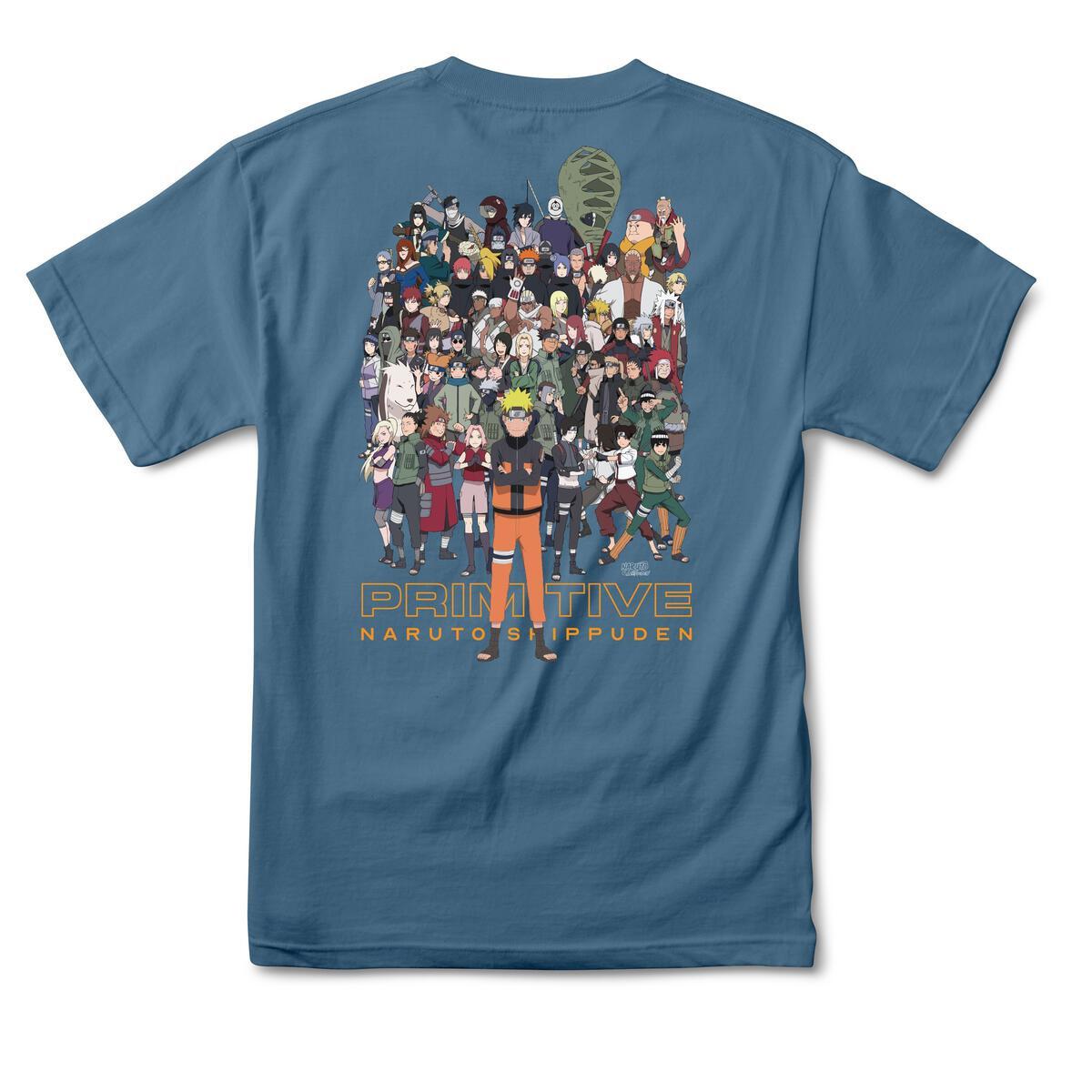 New Primitive Skateboards Shirt Naruto Shippuden II Slate S