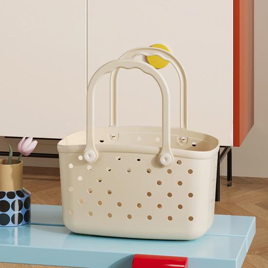 Cesto Portaoggetti con Fori di Drenaggio Contenitore Portaoggetti Grande Capacità Manico Ergonomico Organizer per Bagno Stanza del Dormitorio