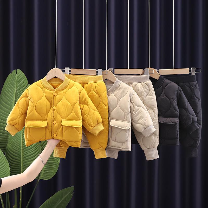 Korean Style Quilted Cotton Winter Jacket Set for Toddlers