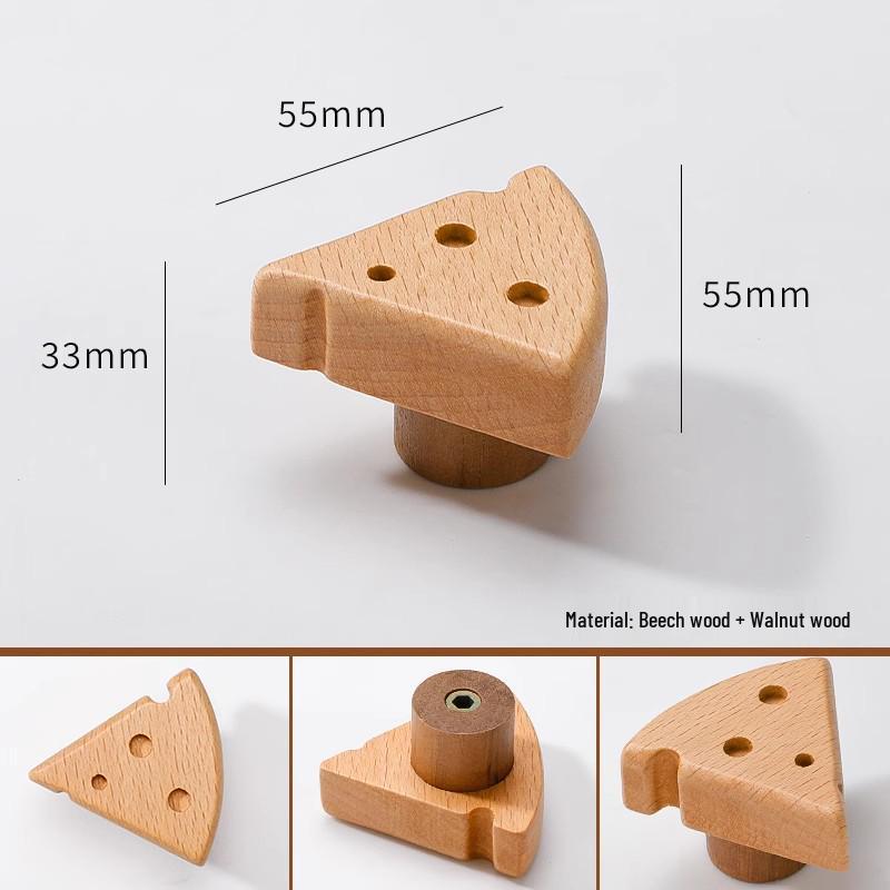Solid Wood Cartoon Drawer Pull Knob for Children's Room