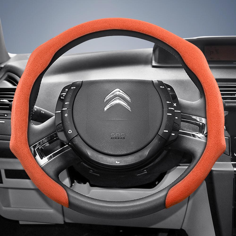 Suitable for Citroen Premium Suede Snap-On Steering Wheel Cover, Non-Slip and Durable, for C3 C4 X Berlingo C5 Aircross Jumper Spacetourer Ami X, Ava