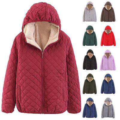 Autumn Winter Thin Sheepskin Coat with Hood Thick Warm Jacket Plus Size Women's Jacket Casual Fashionable Solid Color Top