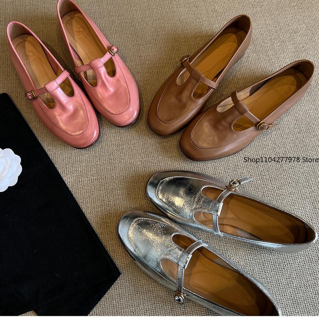 Fashion Women's Flats Loafers Shoes Casual Sneakers Shallow Mary Jane Shoes 2025 Summer New Sandals Walking Leather Zapatillas De Mujer