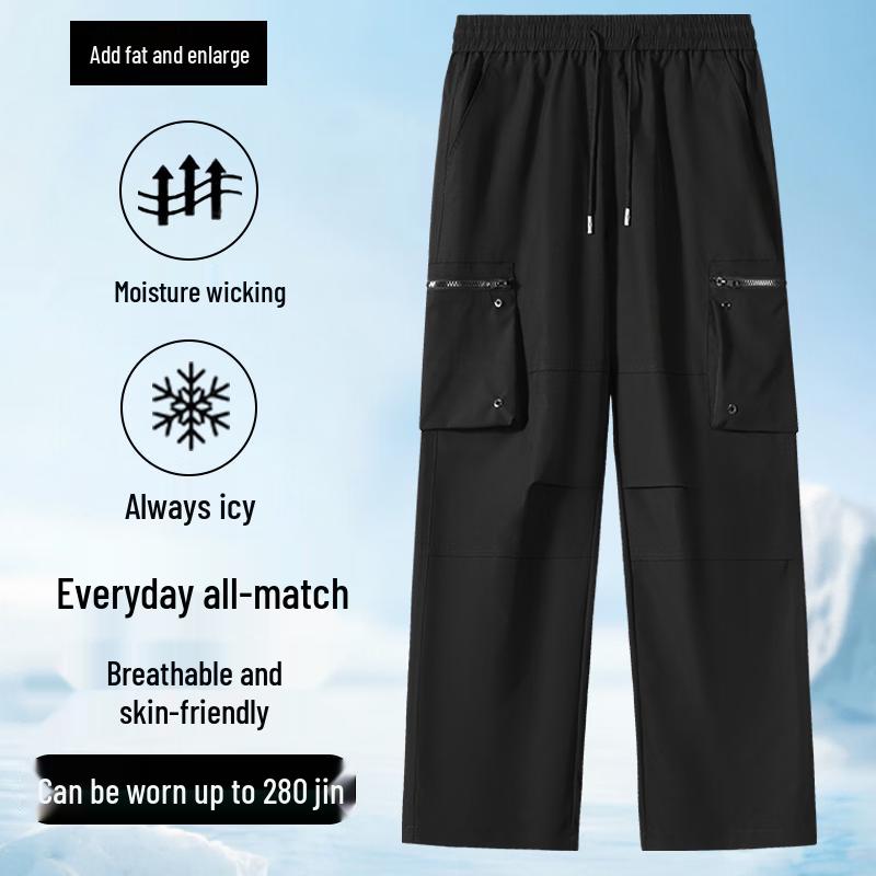 Men s Plus Size Loose Fit Straight Leg Cargo Pants 7XL чёрный