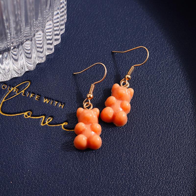 Cute Candy Color Gummy Bear Drop Earrings for Women Girls Handmade Kid's Party Jewelry Gift