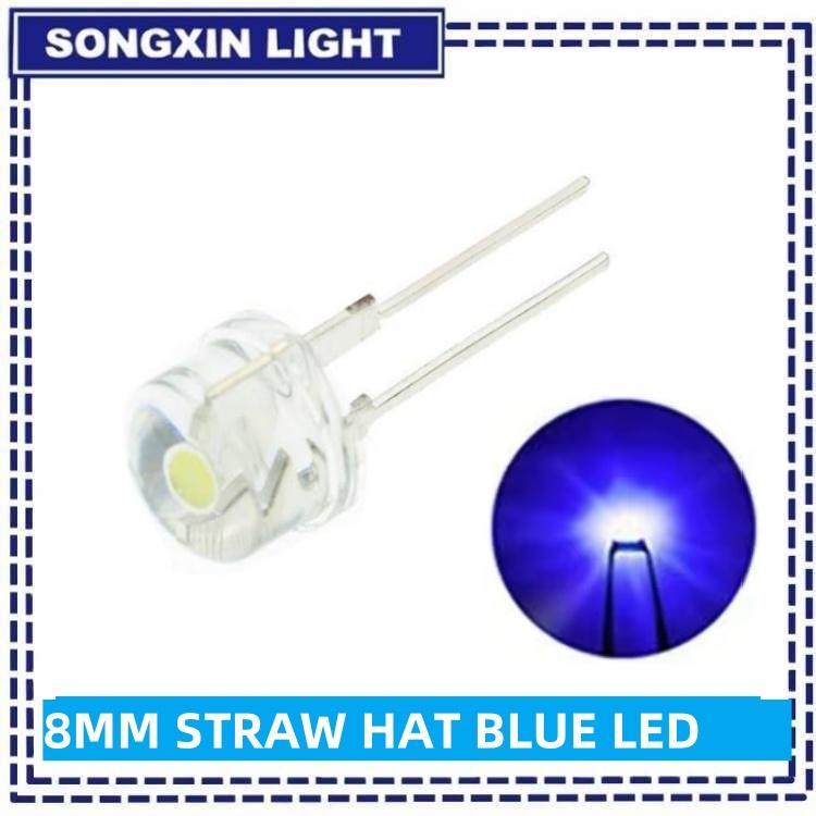 10PCS NEW F8 8mm 0.5W 3.0-3.2V Straw Hat LED White Super Bright LED Lamp Wide Angle Transparent LED Lamp Strawhat LED