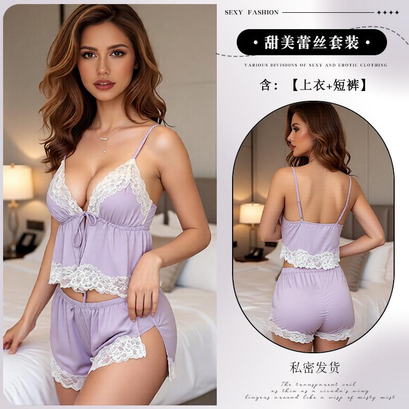 

Summer new European and American style sexy lace suspender women s love underwear large size loungewear xs【 40-50kg 】