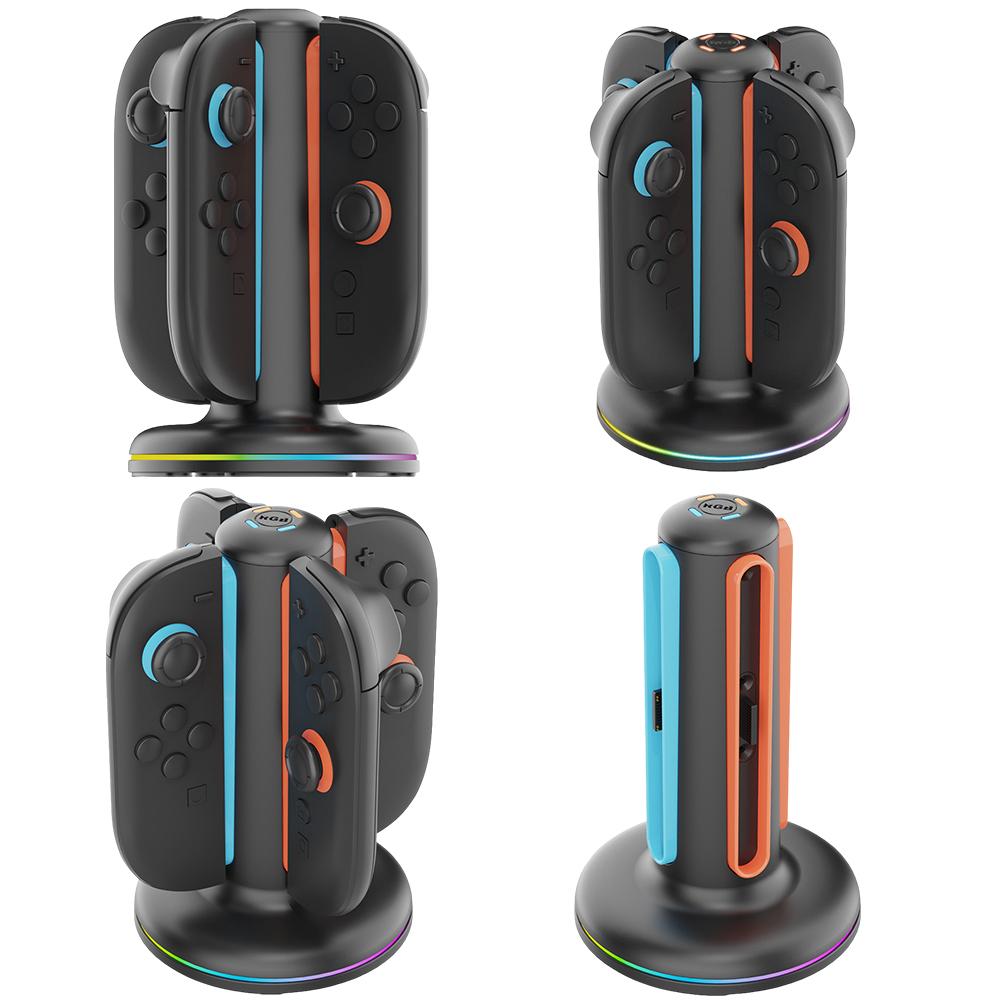 For Switch 2 Controller Charging Dock with USB-C Cable Fast Charging Station for Up to 4 Controllers with 360° LED Indicators