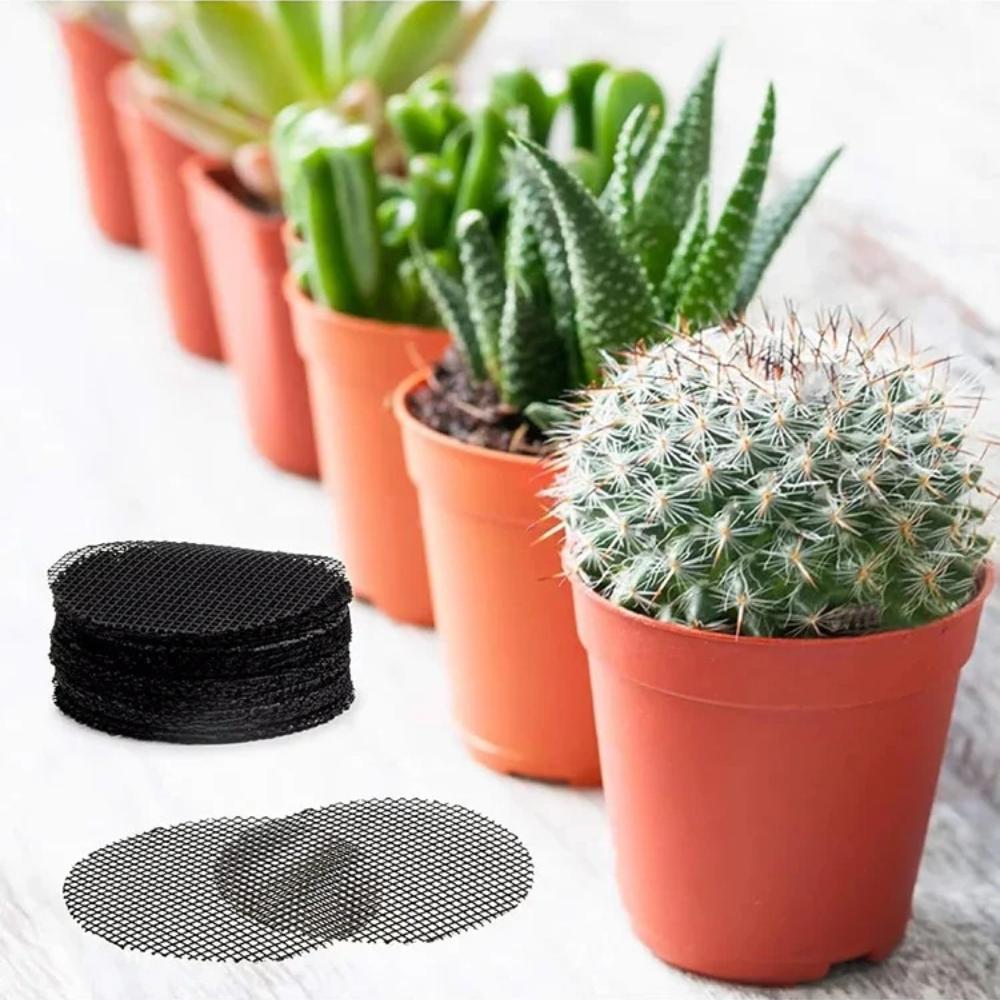 80/40/10 Stück Blumentopf-Dichtung Keramik Schwarz Auslaufsicher Erde Super Großer Durchmesser Atmungsaktiv Insektensicher Kunststoff Rundes Netzgewebe-Pad