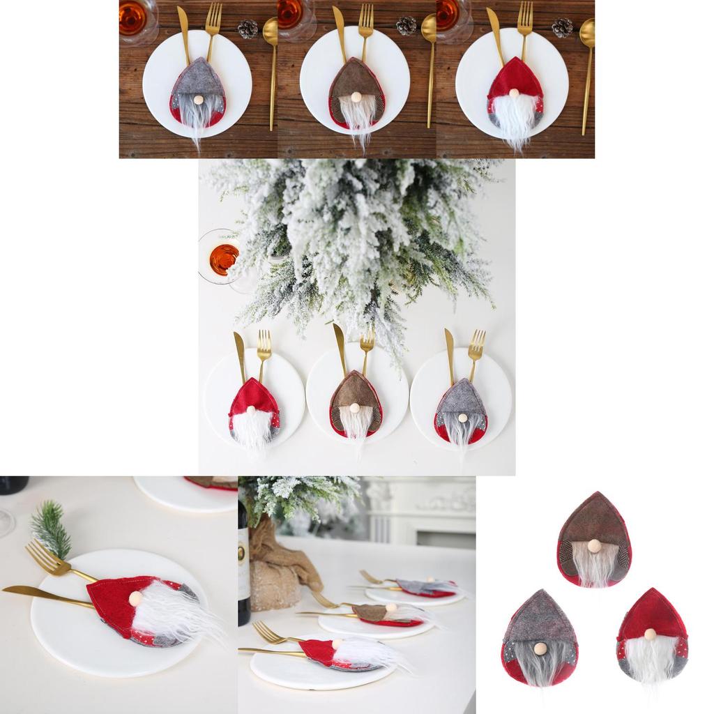 Delightful Khaki Nordic Old Man Cutlery Bag For Joyful Holiday Table Settings