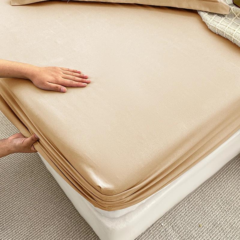 Sheets Couple Flexible Fitted Sheet Microfiber Ultra-Soft Hospitality Luxury Mattresses Cover Queen Single King Dimension Double Bed