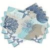 Fresh Blue Green White Coral Starfish Pattern Rectangular Placemat Set For Ocean Theme Table Decor Coffee Shop