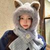 WTEMPO Autumn Winter Cute Plush Hats Women Solid Color Warm Ear Protection Hats Casual Versatile Outdoor Scarf Hats