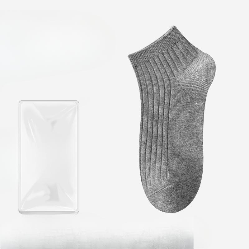 

Мужские летние деловые повседневные влагоотводящие антибактериальные дезодорирующие дышащие хлопковые носки с коротким паголенком 1 pair серый