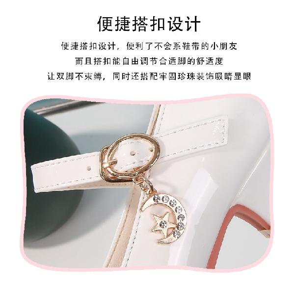 Girls High Heels New White Princess Leather Children's Shoes Performance Student Shoes-40Children's Dance Shoes5